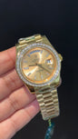 DayDate | Diamond Bezel | Gold Chain | Gold Pearl Dial