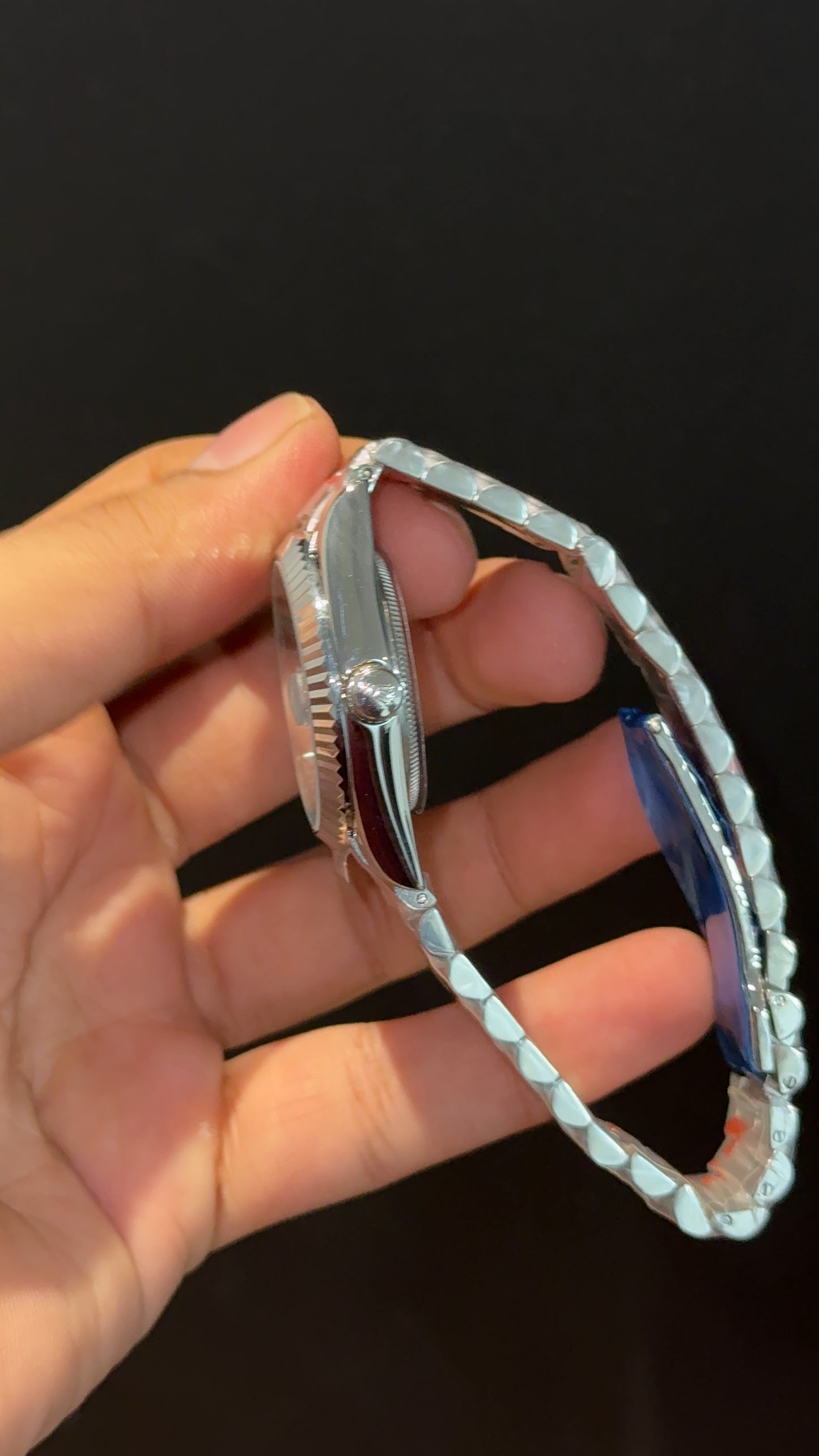 Datejust | 36mm | Silver President Chain | Sky Blue Diamond Dial