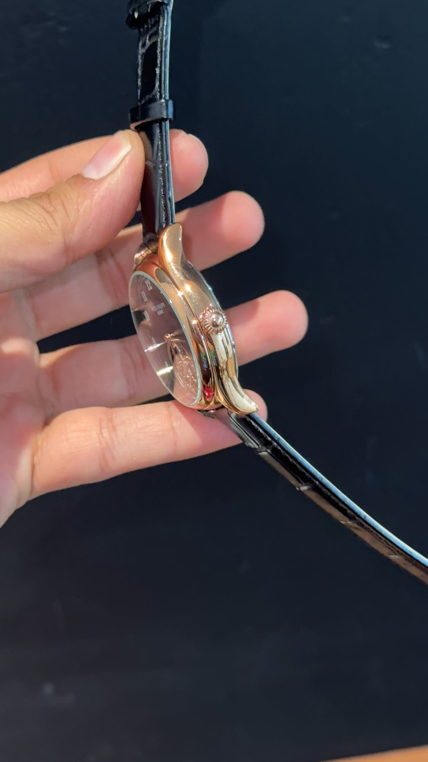 Pp Auto | Pendulum | Rose | Black Strap | White Digits | Black Dial