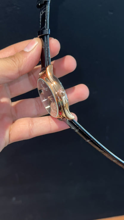 Pp Auto | Pendulum | Rose | Black Strap | White Digits | Black Dial