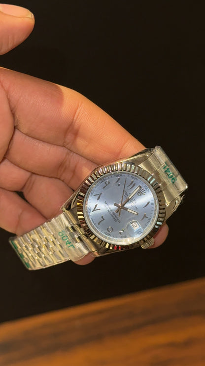 Datejust | 36mm | Silver Chain | Sky Blue Arabic Dial
