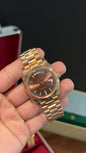 Premium Daydate | 40mm | Rose Chain | Diamond Digits | Choco Dial