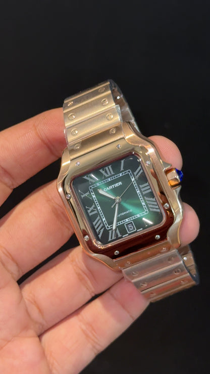 Santos | Rose Chain | Greenish Dial