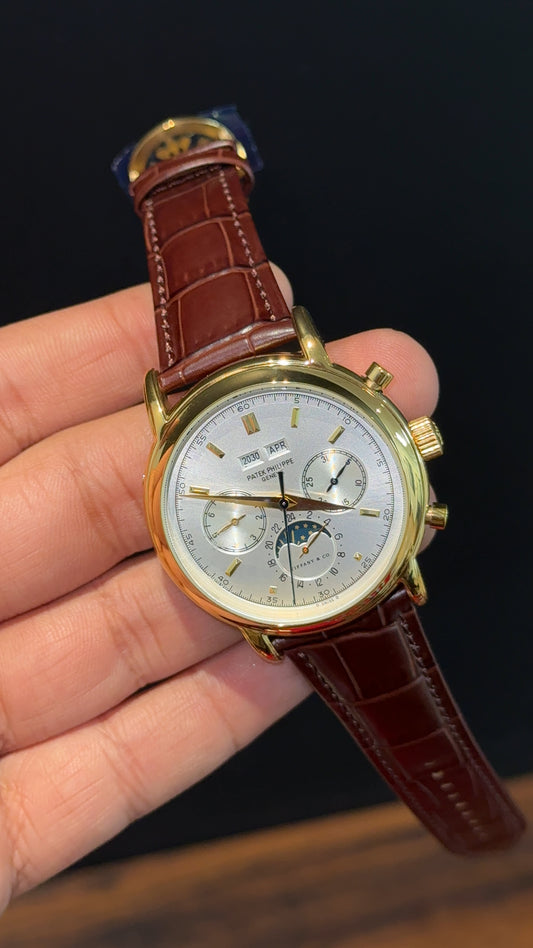 Patek Century | Auto | Gold Case | White Dial | Brown Leather Strap - twentyfour