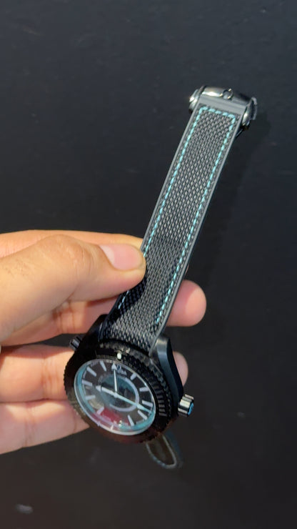 Omega Seamaster | Black Bezel | Bkack Strap | Sky Blue Earth | Black Dial