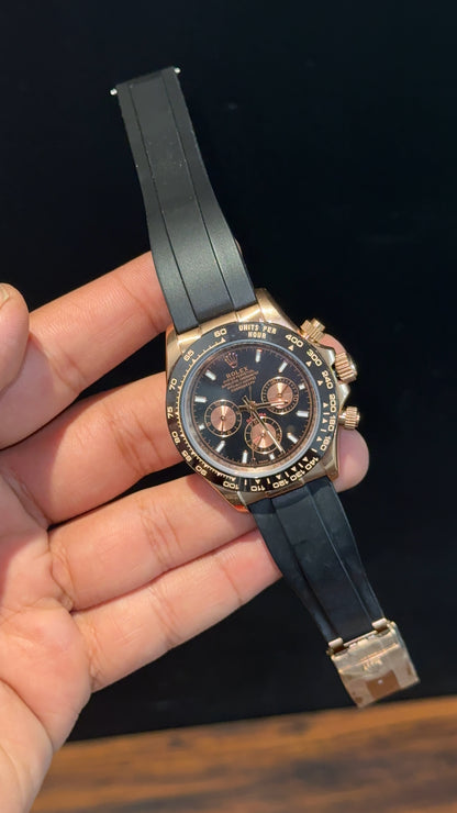 Daytona | Rose | Pvc Strap | Rose Chrono | Black Dial