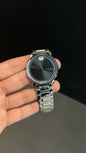 Movado Silver | Men Silver Chain | Black Dial | Silver Circle