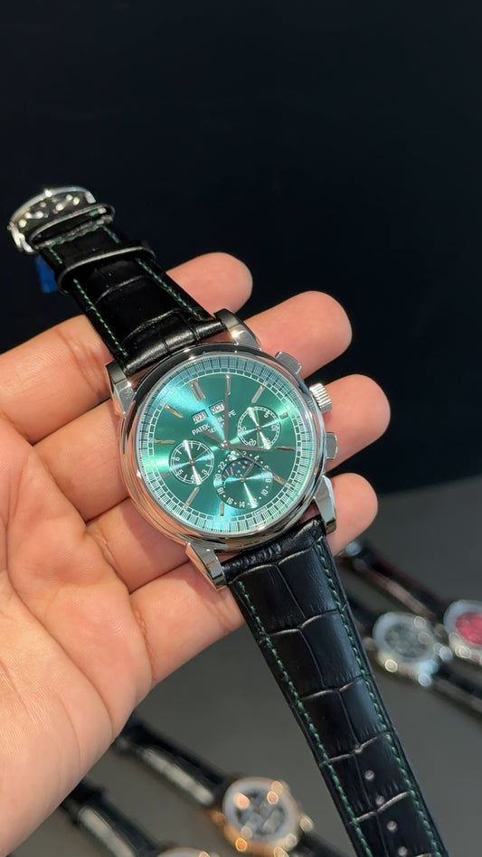 Patek Century | Auto | Olive Green  Index Dial | Black leather strap