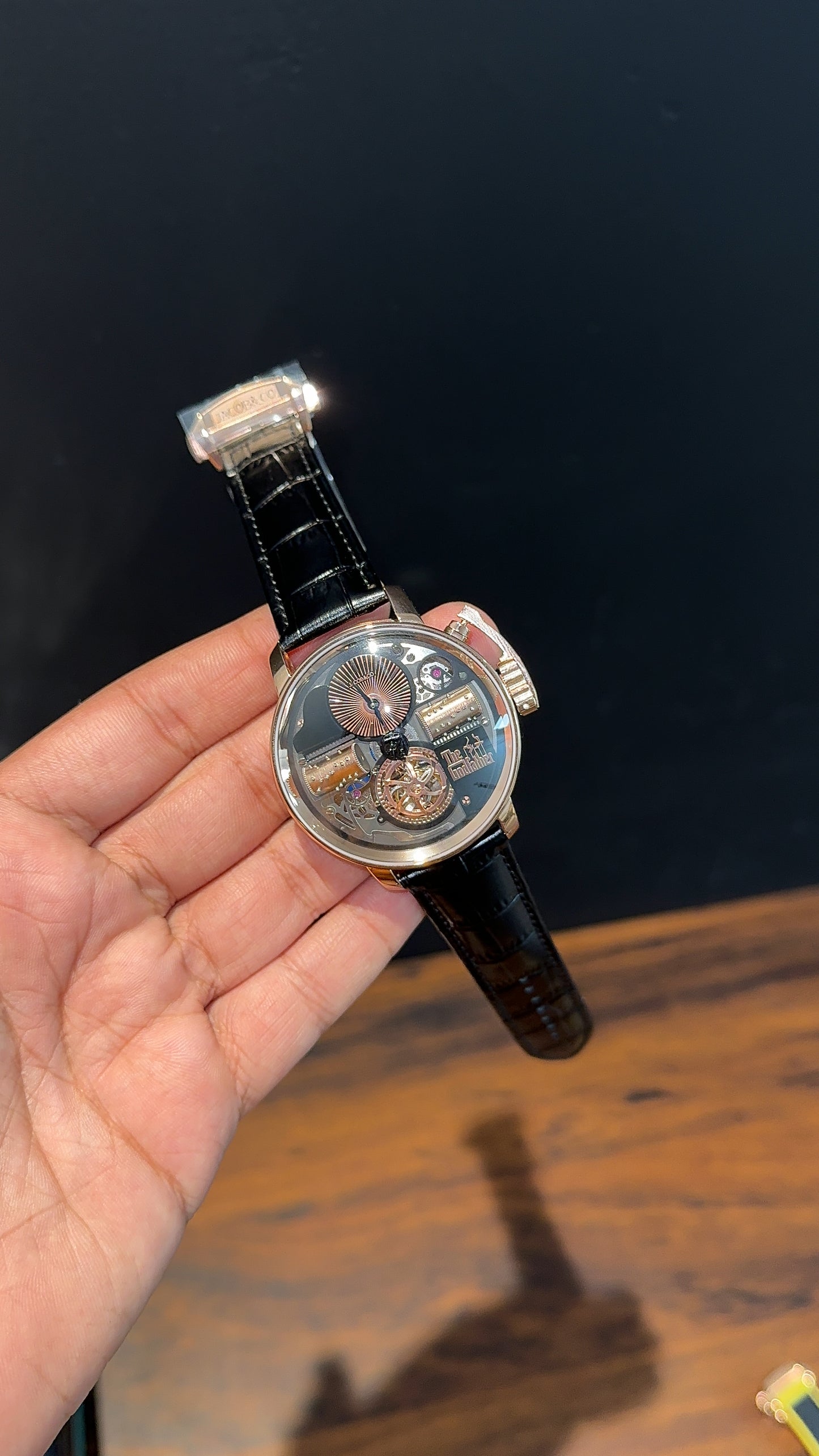 Executive Jacob And Co | Rose Case | The GodFather Edition | Black Leather Strap | Black Dial