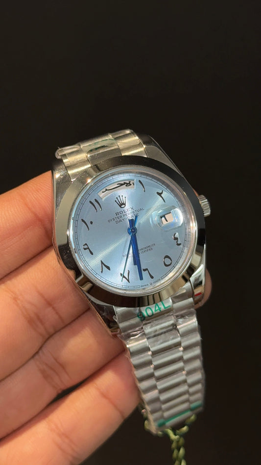 DayDate | Silver Chain | Plain Bezel | Tiffany Arabic Dial
