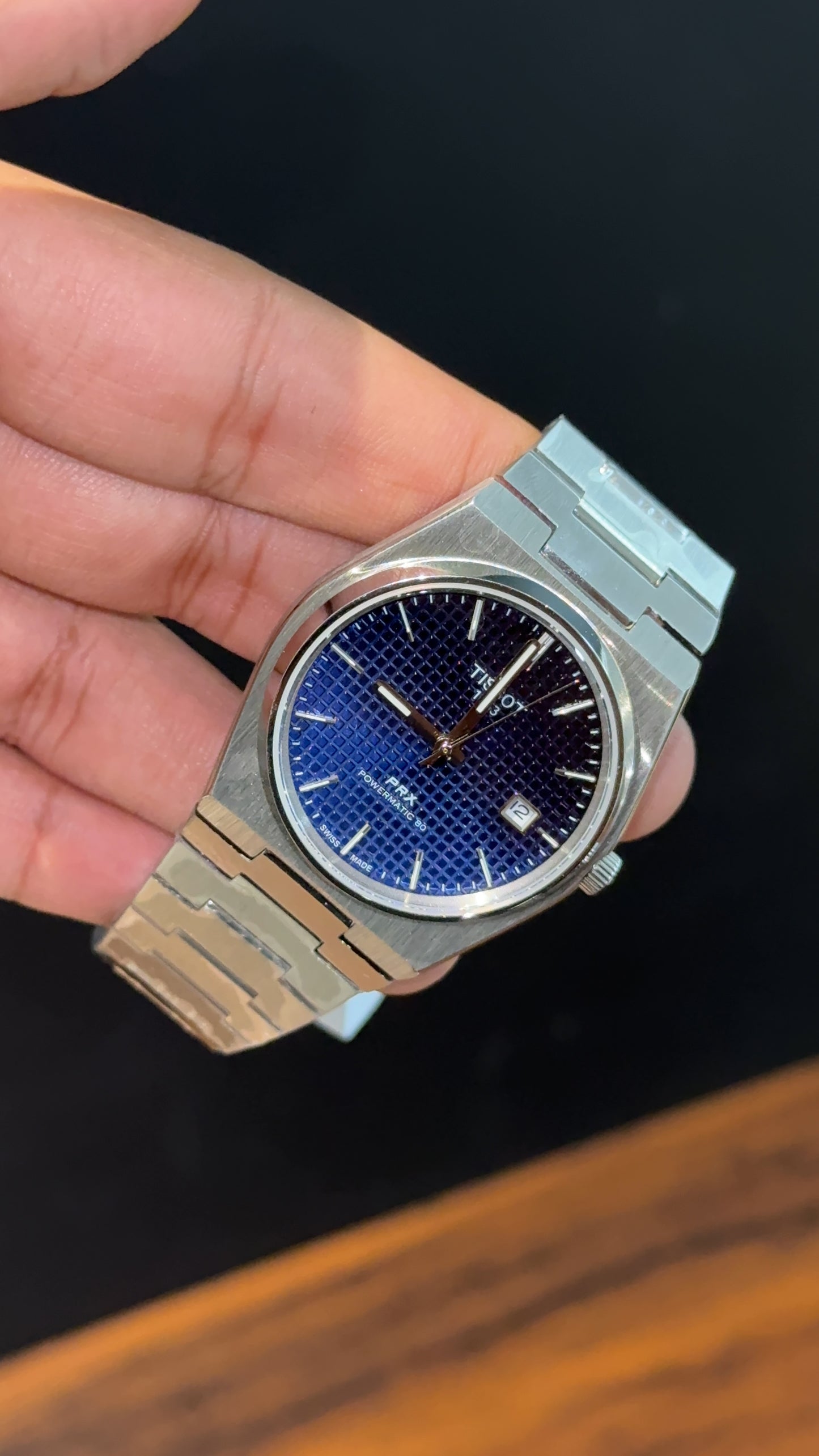 Tissot Prx | Auto | Silver Chain | Shaddy Dark Blue Dial