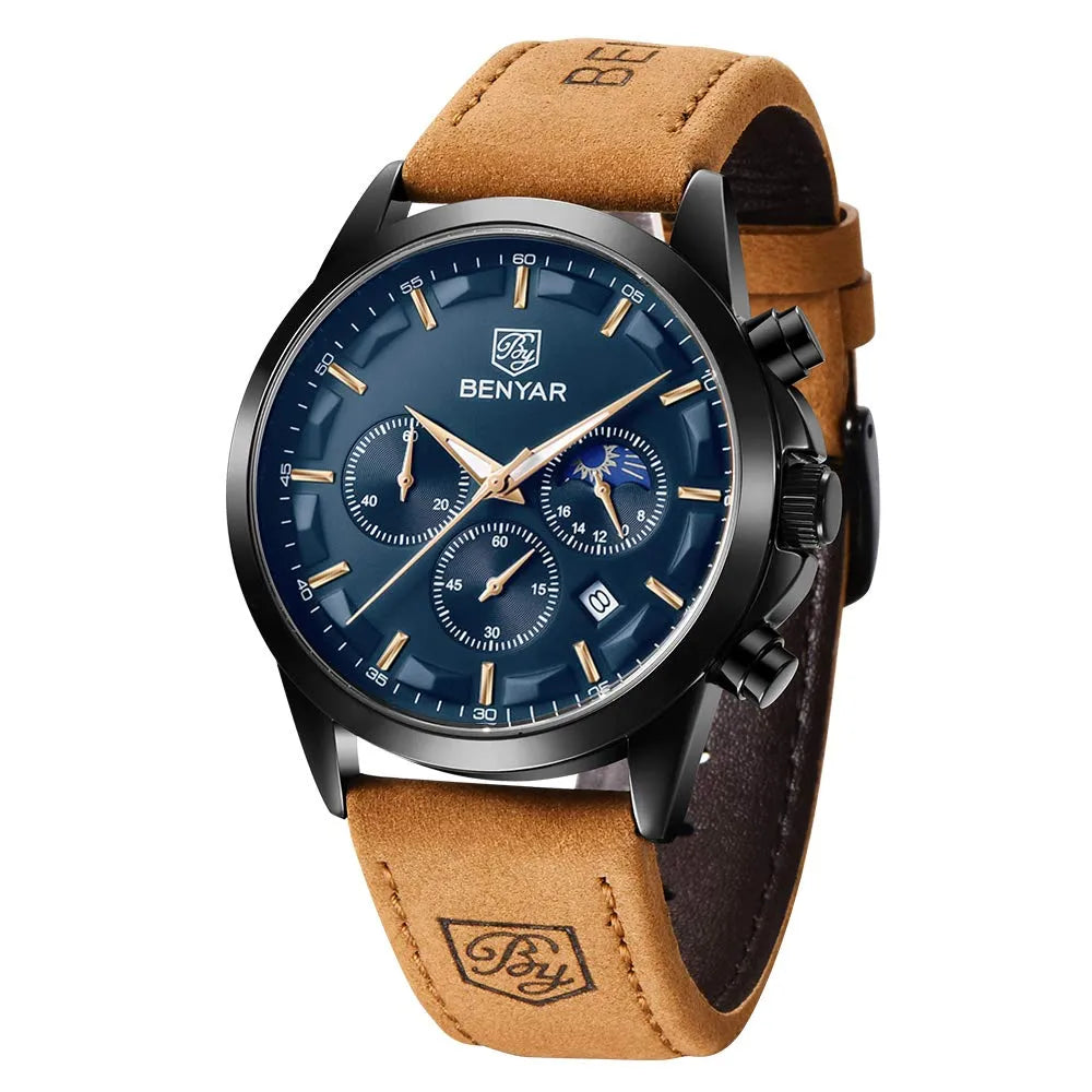 BENYAR BY-5160L SBBN | Moonphase Chronograph Watch