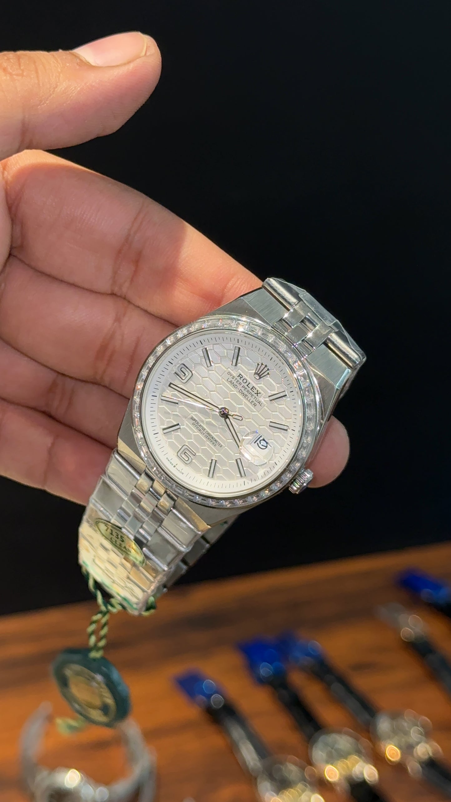 Land Dweller | Silver Chain | Diamond Bezel | White Textured Dial