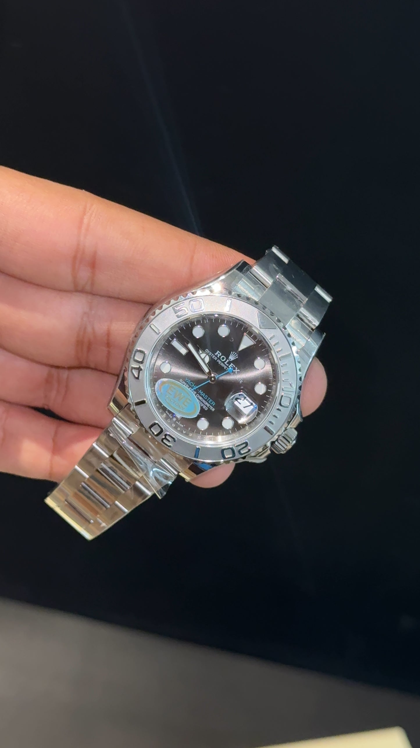Premium Yatch Master | Silver Chain | Grey Bezel | Black Dial