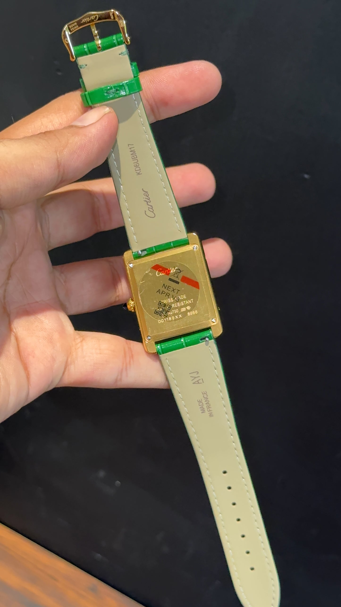 Cartier Tank | Gold | Green Leather Strap | Green Crafted Dial