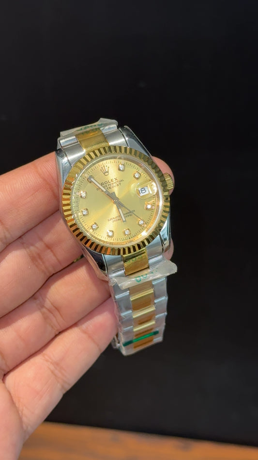 Datejust | 36mm | Gold Two Tone Oyester | Diamond Digit | Gold Dial