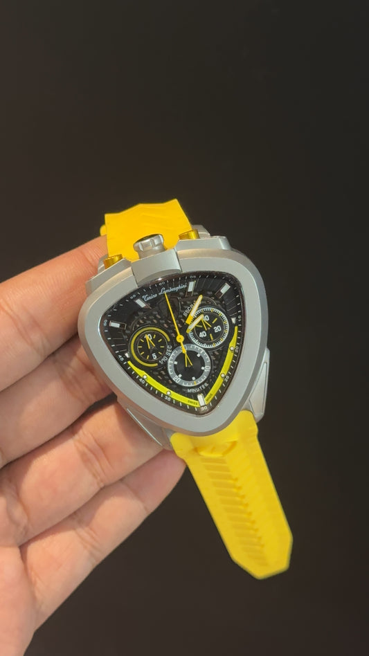 Lamborghini | Grey Bezel | Chrono | Yellow Strap | Black Yellow Dial