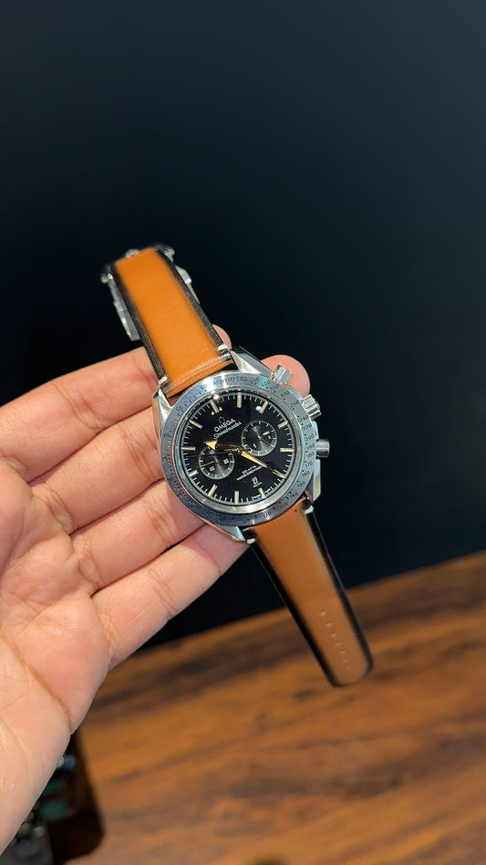 Speedmaster | Camel Black Strap | Chrono | Black Dial
