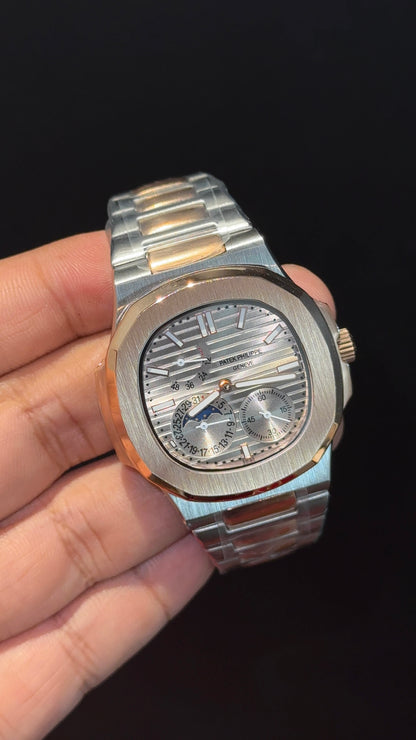 Pp Auto | Moonphase | Rose Two Tone | Sub Light Grey Dials