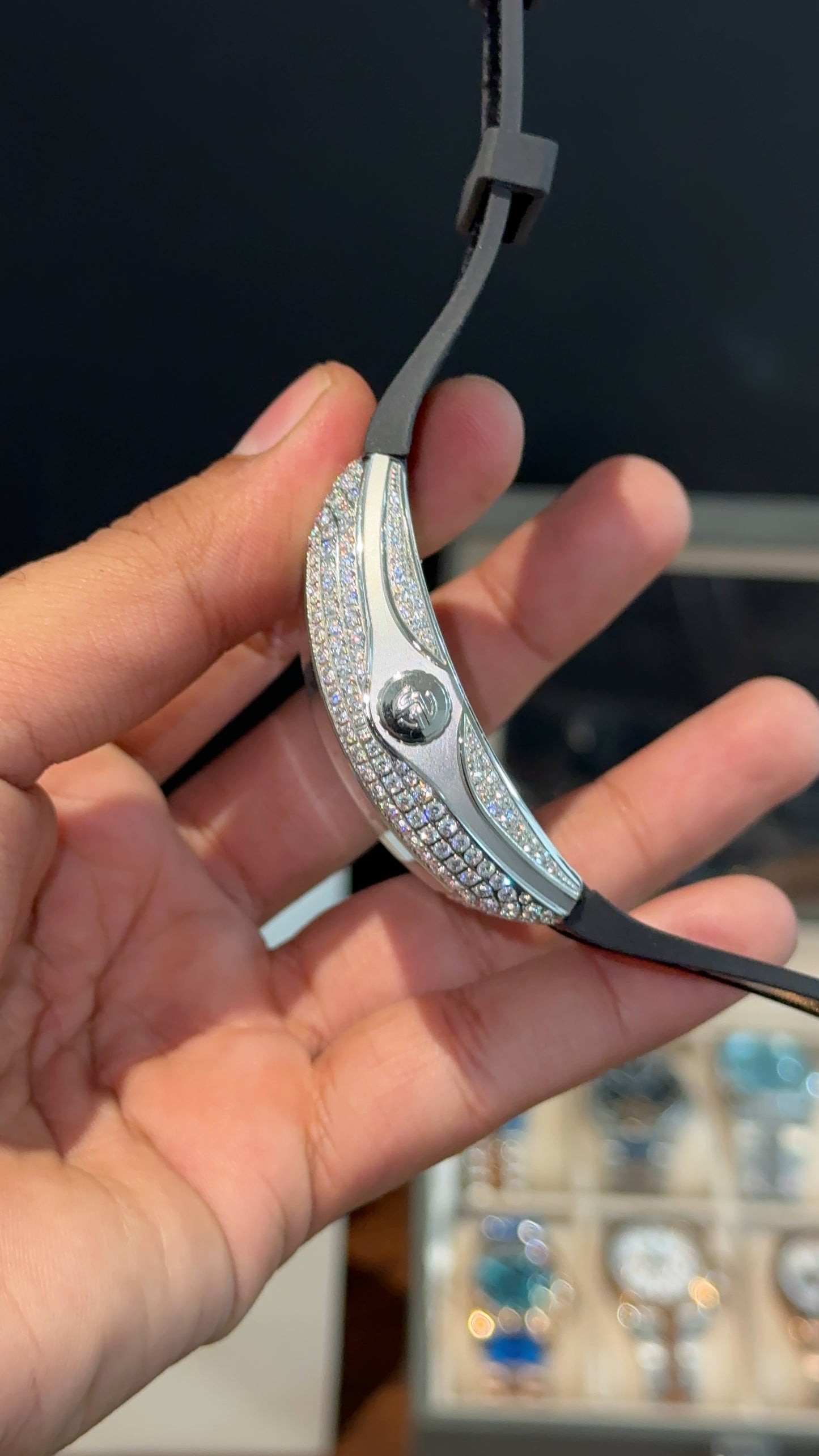 Premium Franck Muller | Curvex Skeleton | Silver Case | Black Leather Strap | Silver Pearl Dial