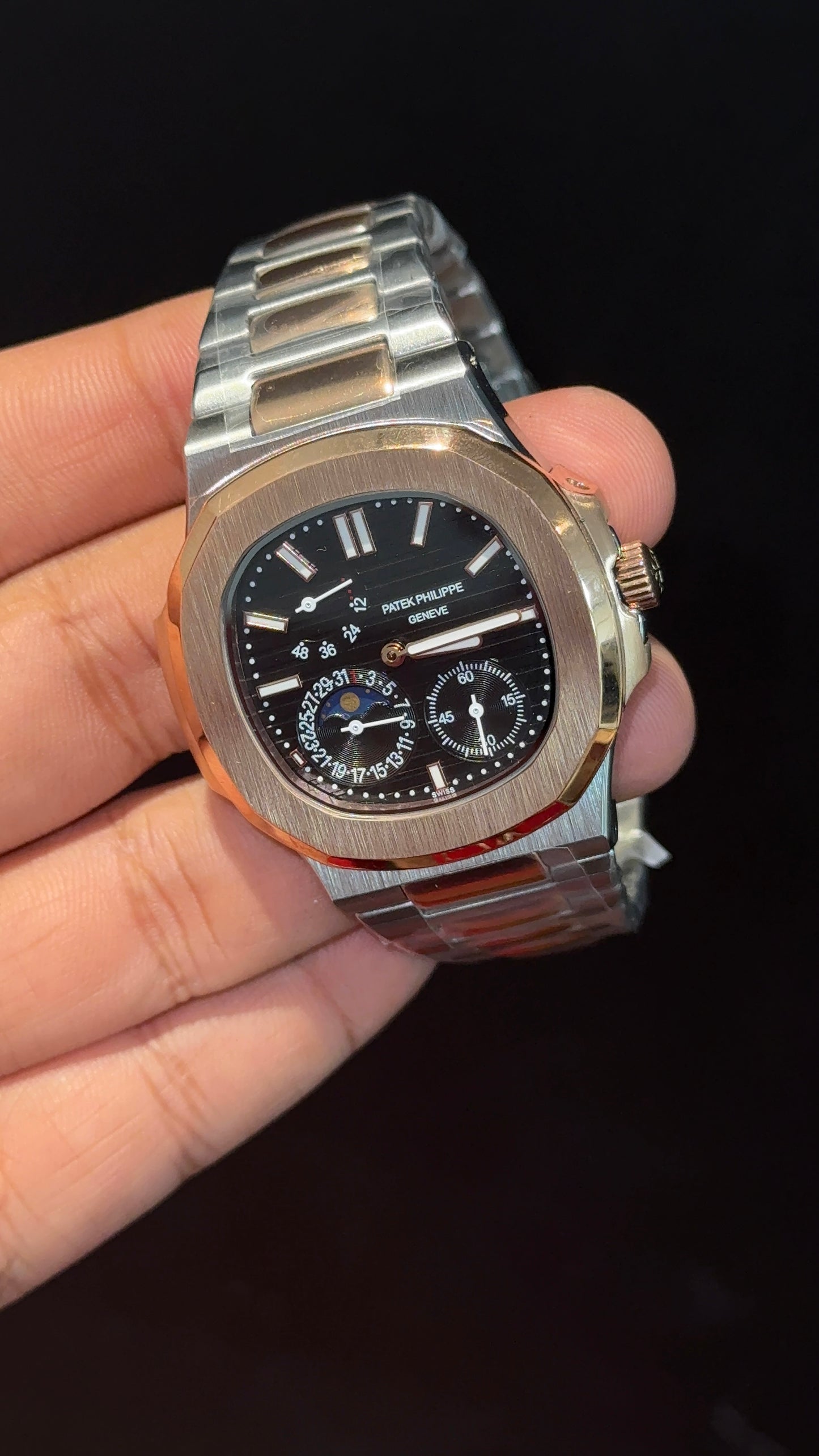Pp Auto | Moonphase | Rose Two Tone | Sub Black Dials
