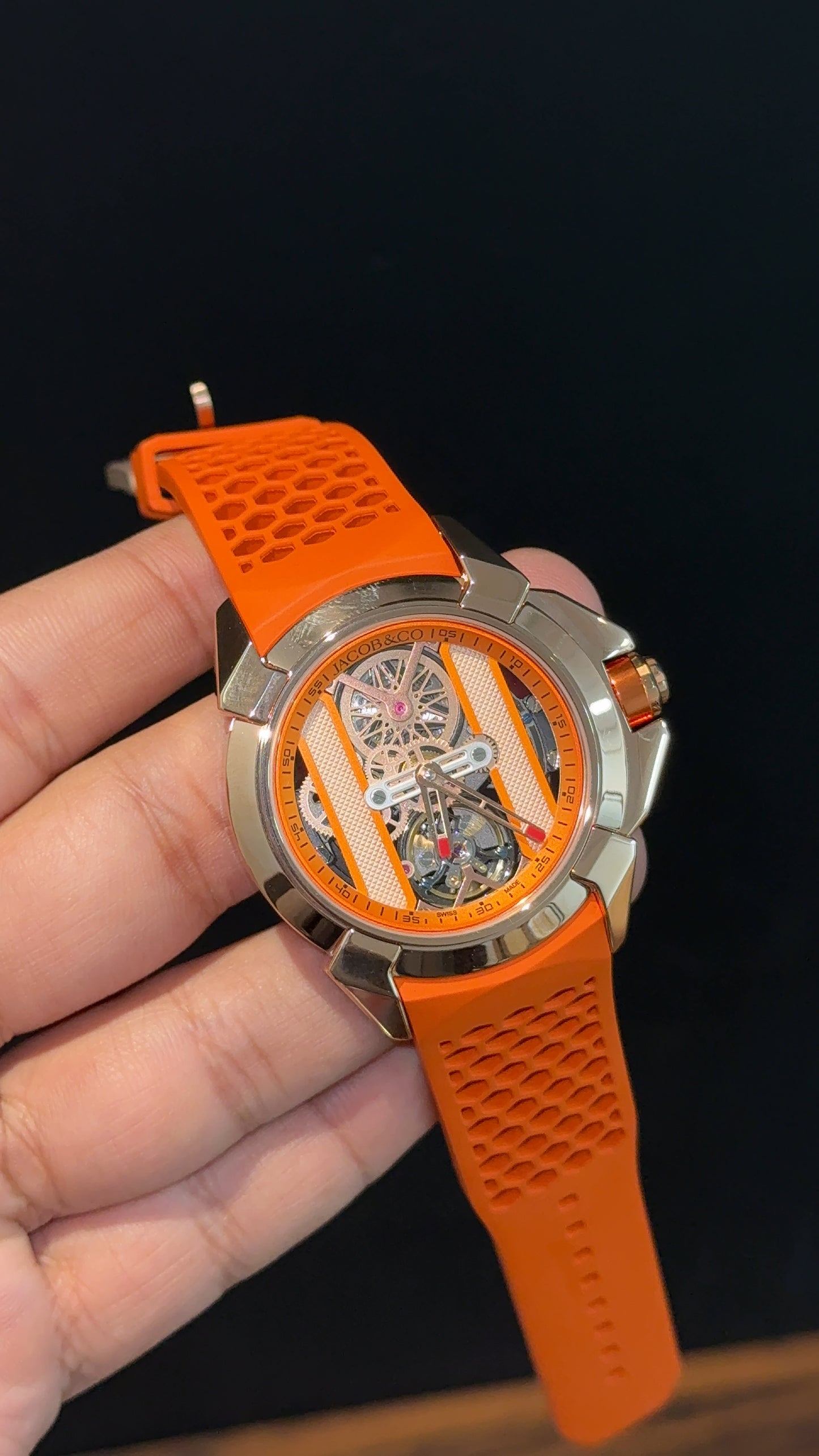 Jacob And Co | Rose Case | CR7 Edition | Orange Strap |Pendulum | Orange Machine Dial