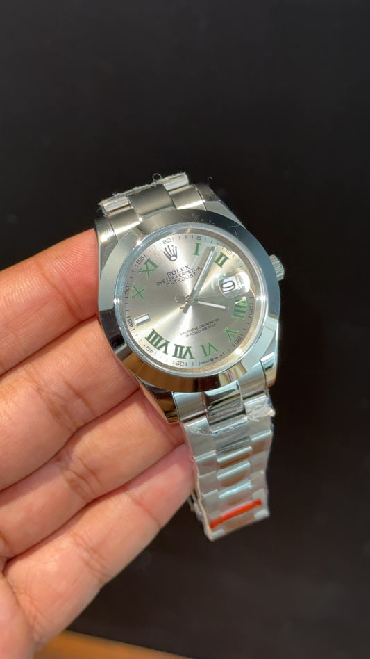 Datejust | Silver Oyester Chain | Plain Bezel | Wimbeldon Dial - twentyfour