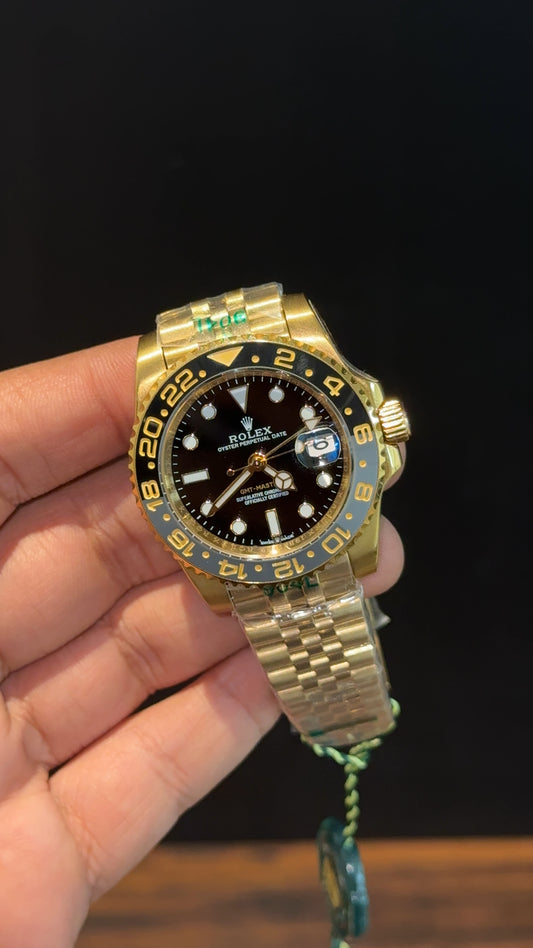 Premium GMT Master 2 | Gold Chain | Black Dial