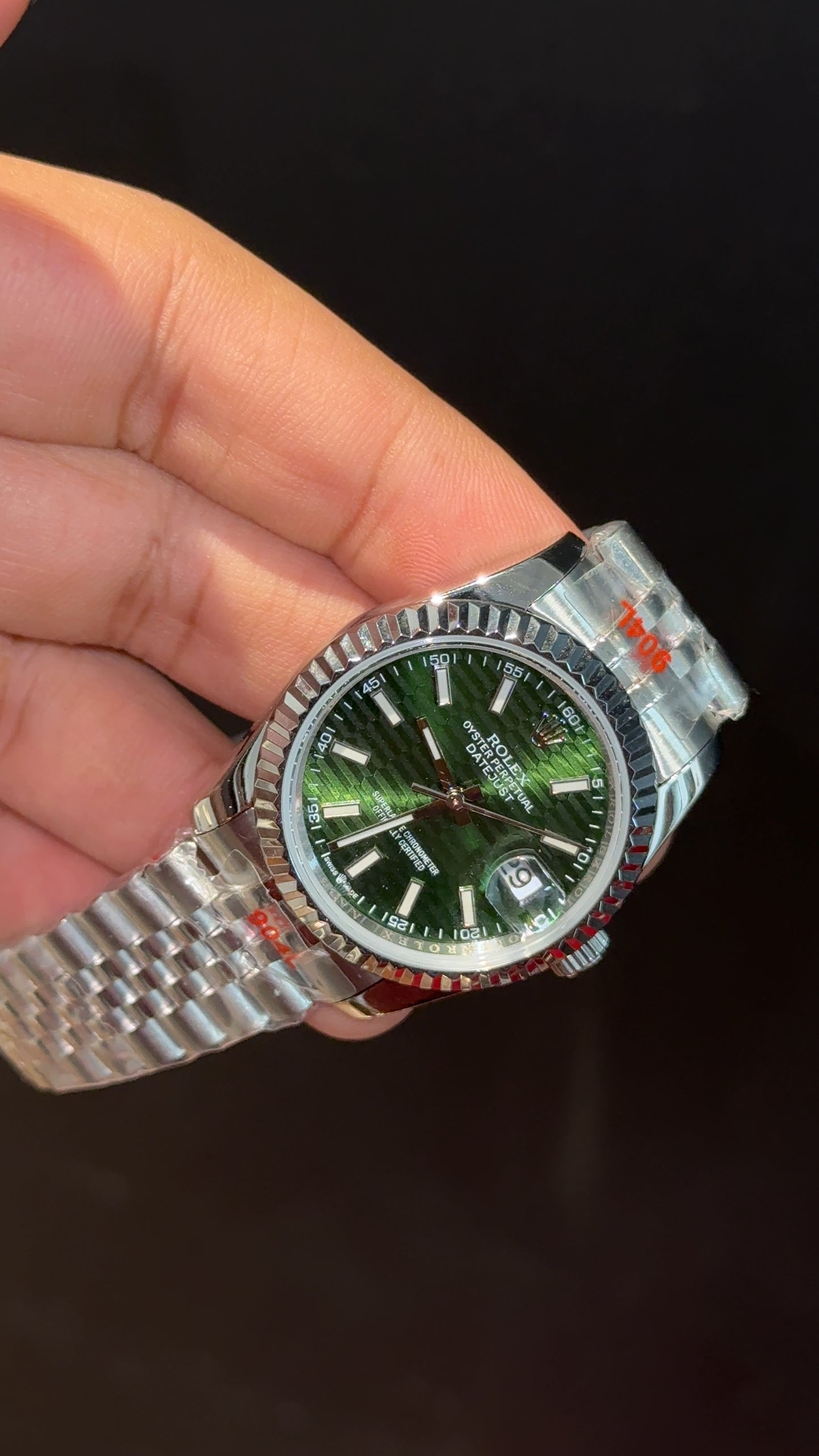 Datejust | 36mm | Silver Chain | Green Textured Dial