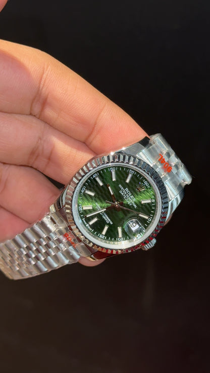 Datejust | 36mm | Silver Chain | Green Textured Dial