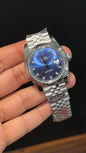 Premium DatejJust | Silver Chain | Diamond Digit | Blue Dial