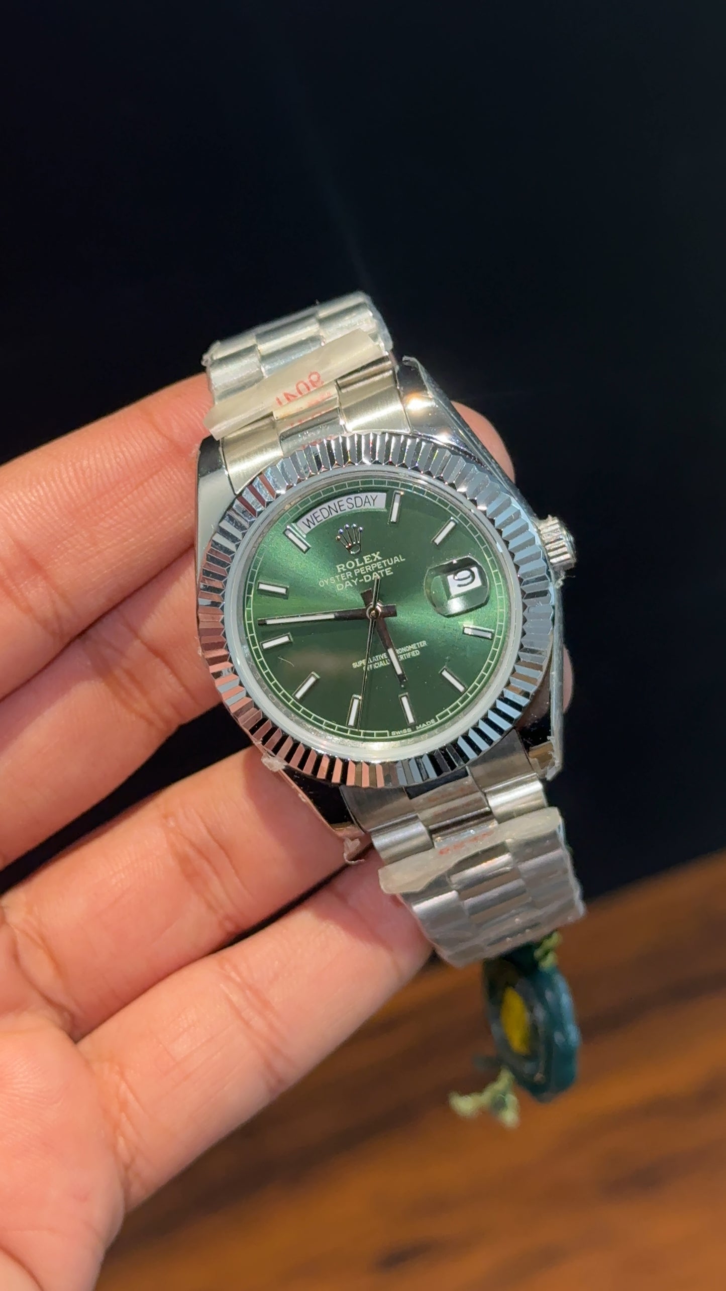 Daydate | Silver Chain | Green Dial