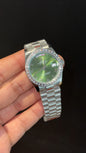 Daydate | 36mm | Silver Chain | Diamond Case | Light Green Dial - twentyfour