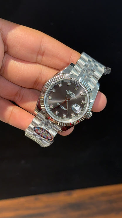 Premium DateJust | Silver Chain | Diamond Digit | Grey Dial