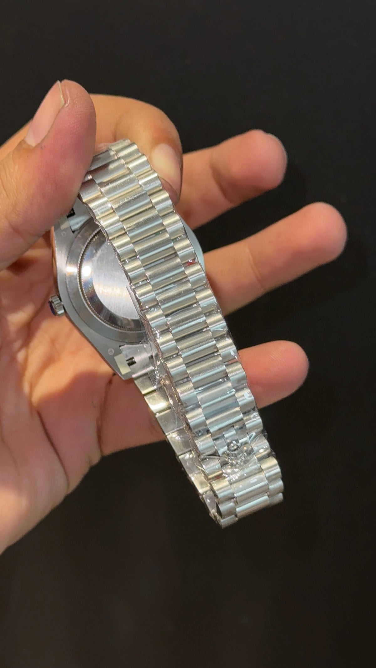 Premium Daydate | Silver Chain | Silver Meteorite Dial
