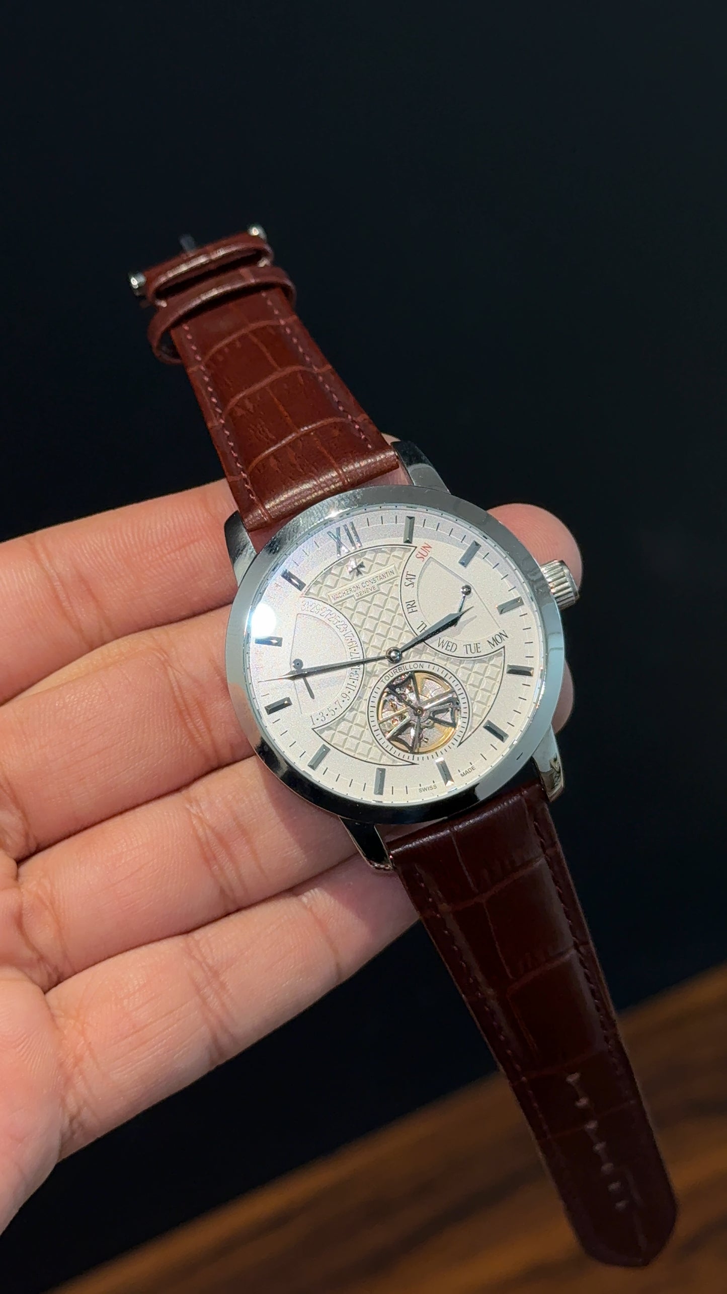 Vacheron Constantin | Brown Leather Strap | Tourbillion | White Dial