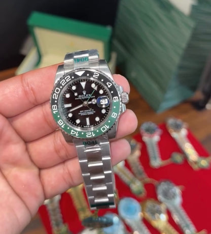 GMT Sprite  | Silver Oyester Chain | Black Dial