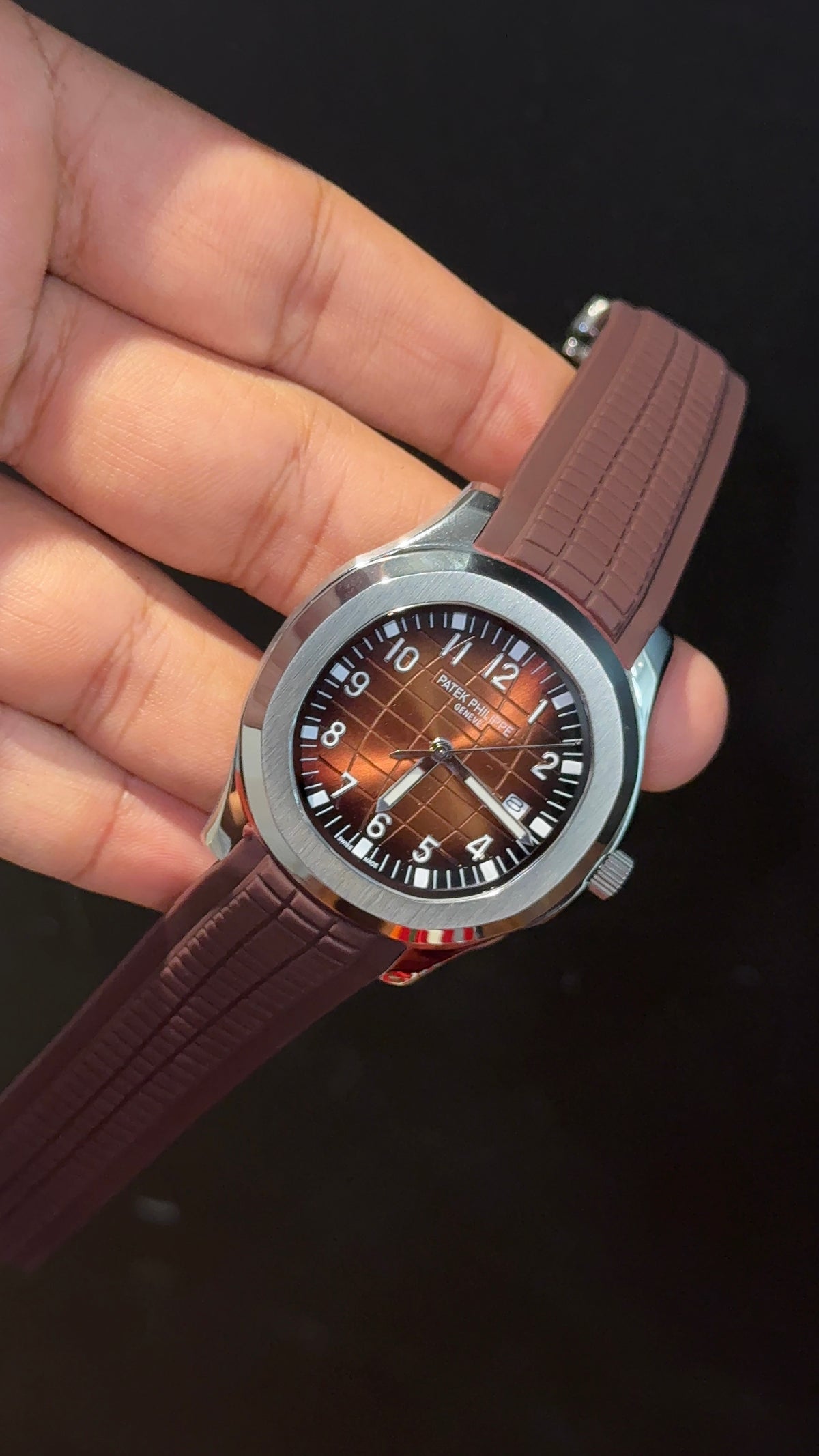 Pp Auto | Aquanaut | Brown Strap | Silver Brownish Dial