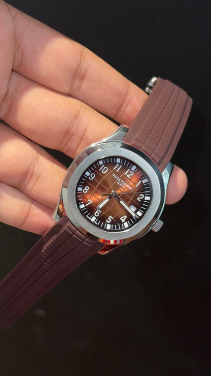 Pp Auto | Aquanaut | Brown Strap | Silver Brownish Dial