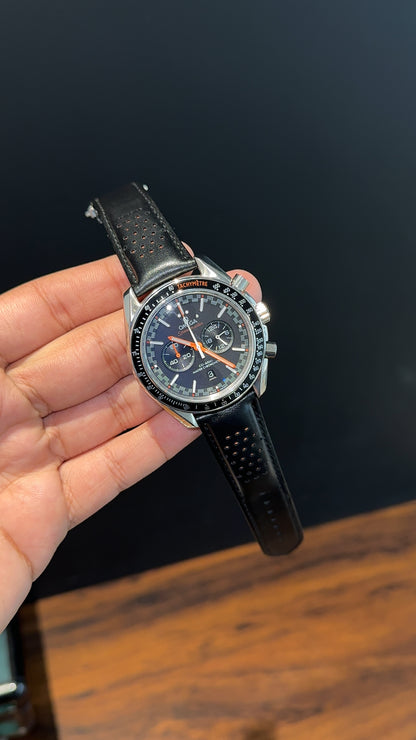 Omega Speedmaster | Black Strap | Chrono | Orange Needles | Black Dial