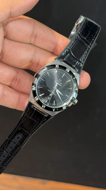 Omega Constellation | Silver Black Case | Black Strap | Black Plain Dial - twentyfour