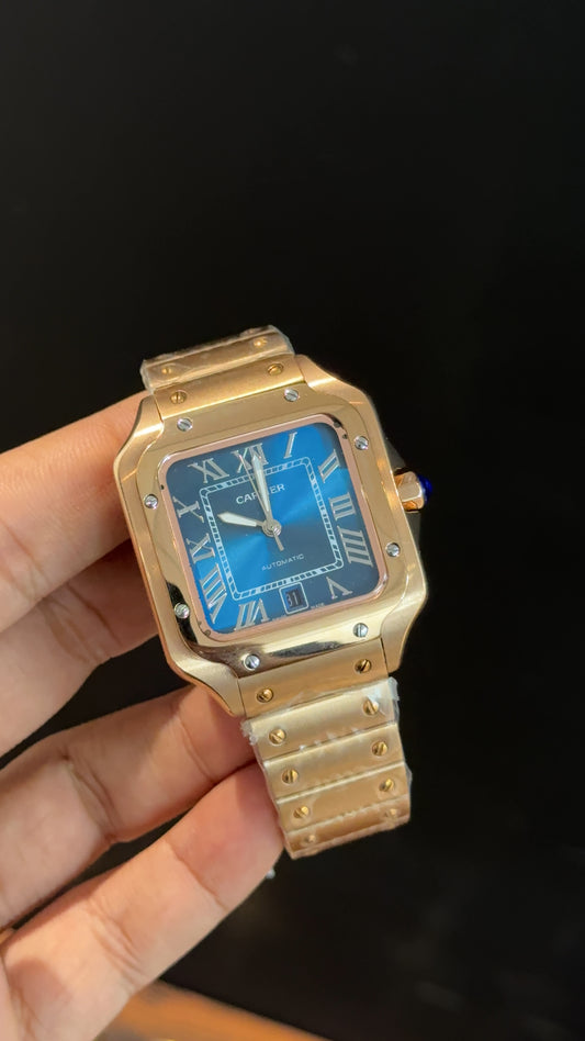 Santos | Rose Chain | Blue Dial