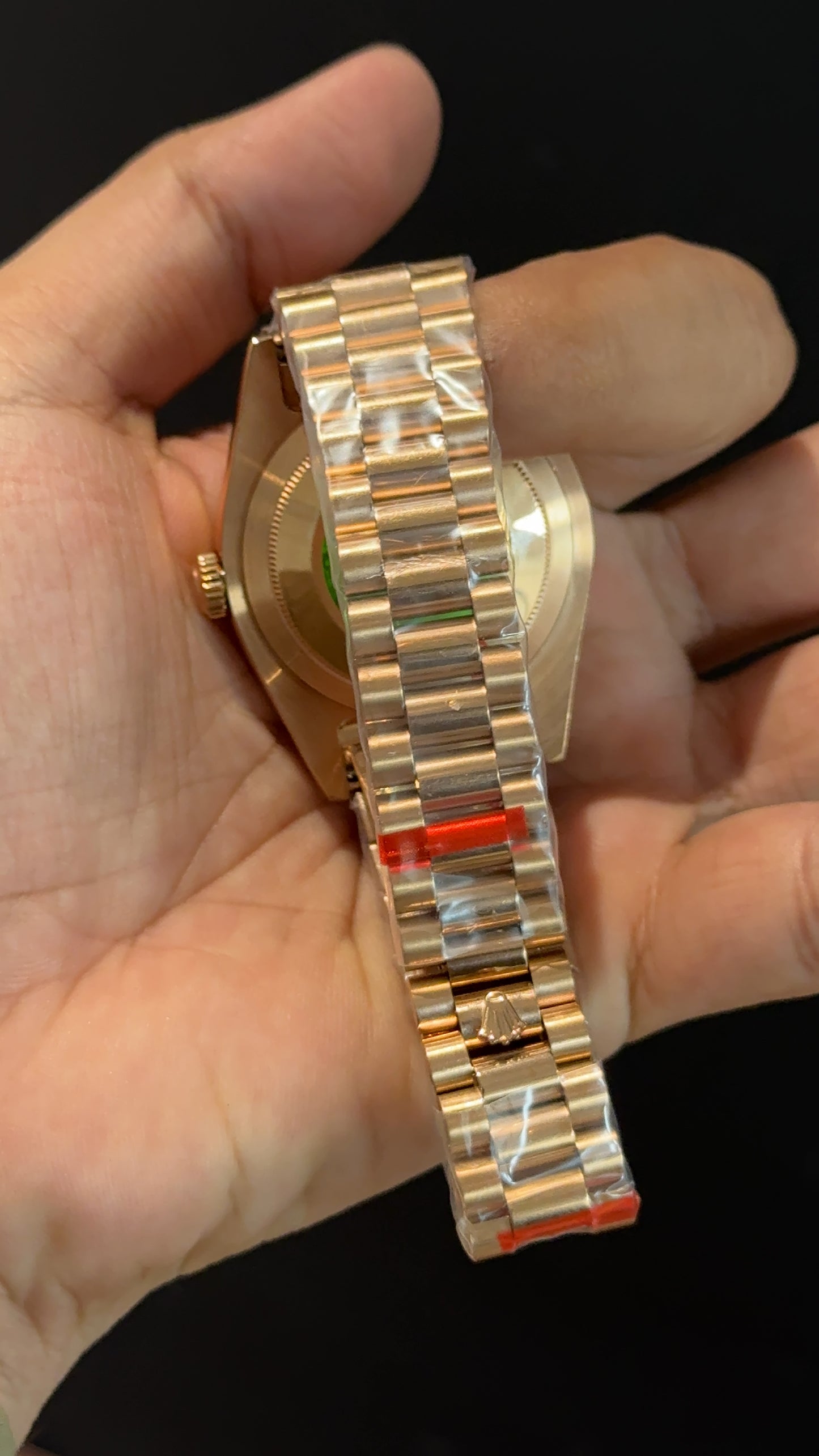 Daydate | Diamond Bezel | Rose Chain | Gradient Green Index Dial