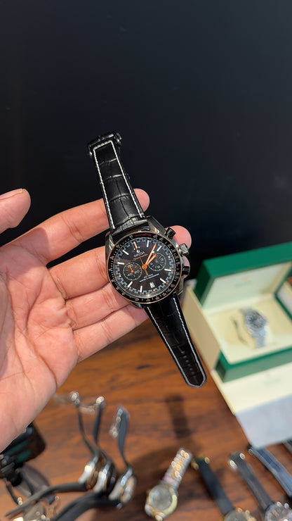 Omega Speedmaster | Black Strap | Black Case | Chrono | Orange Niddles | Black Dial - twentyfour
