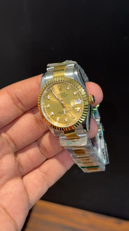 Datejust | 36mm | Gold Two Tone Oyester | Diamond Digit | Gold Dial