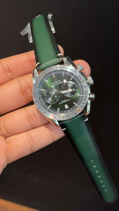 Omega Speedmaster | Chrono | Silver Bezel | Green Black Strap |Grenish Dial - twentyfour