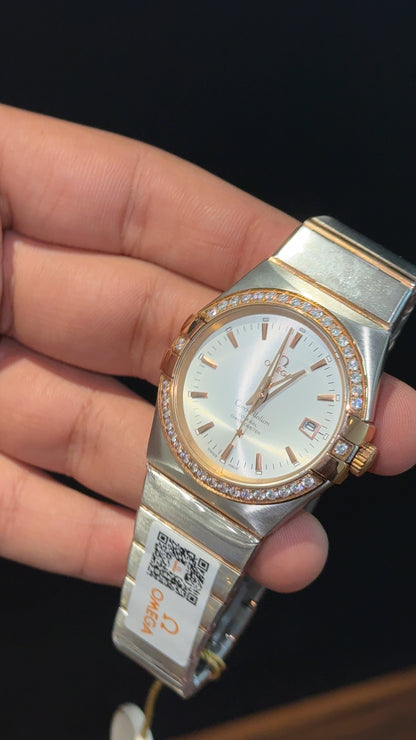 Omega Constellation | Rose Two Tone | Rose Diamond Bezel | White Dial