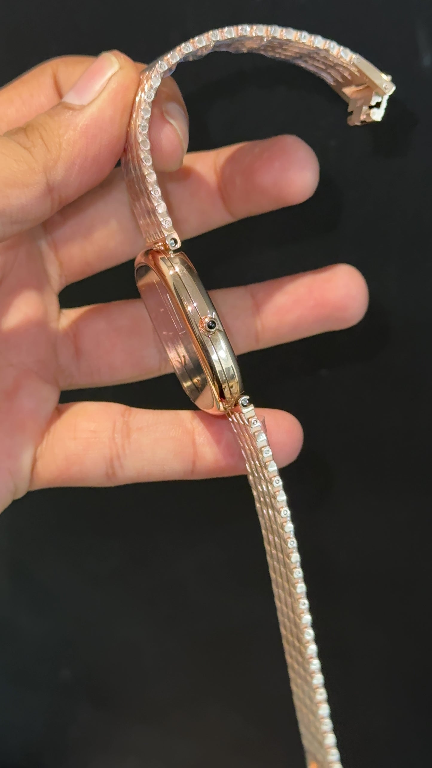 Pp Ellipse | Rose Mesh Chain | Blue Ebony Dial