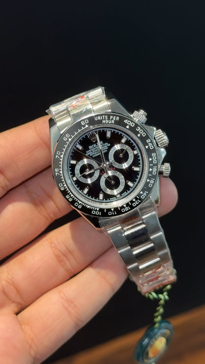 Daytona | Silver Chain | Chrono | Black Dial