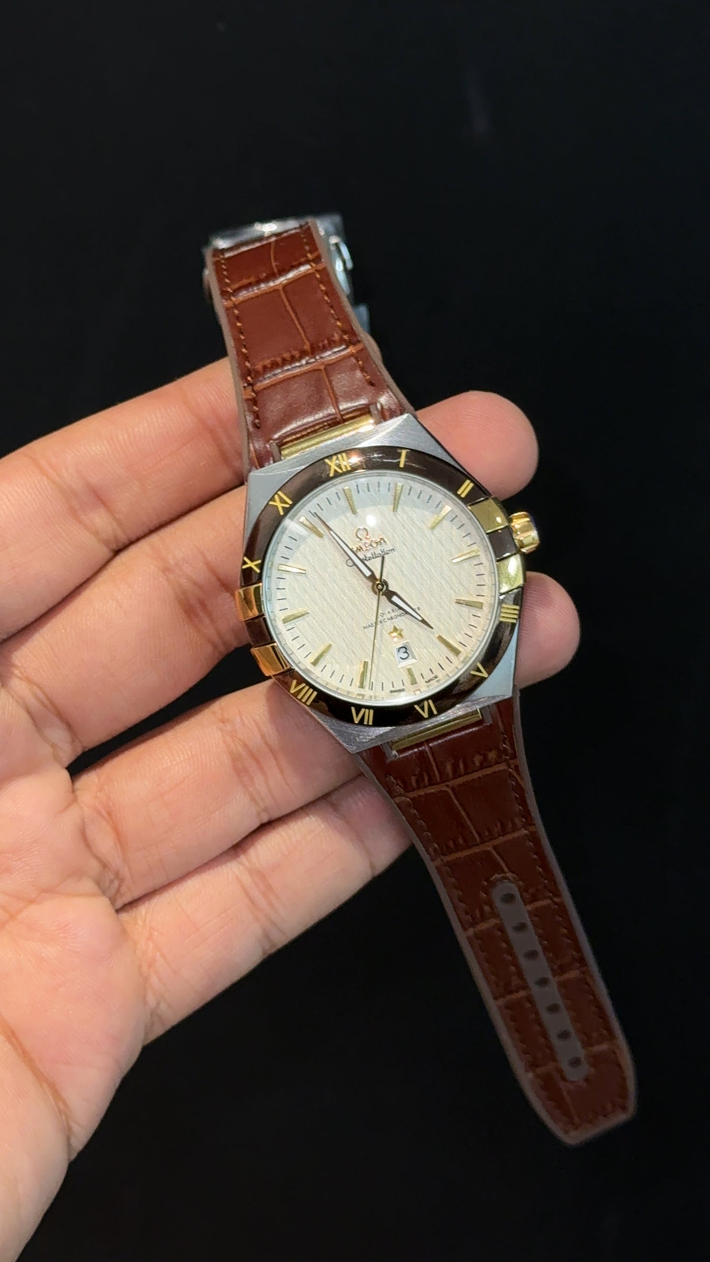 Omega Constellation | Silver Brown Case | Brown Strap | White Box Dial - twentyfour
